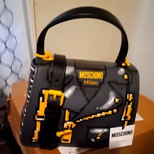 MOSCHINO leather pixel capsule biker shoulder bag